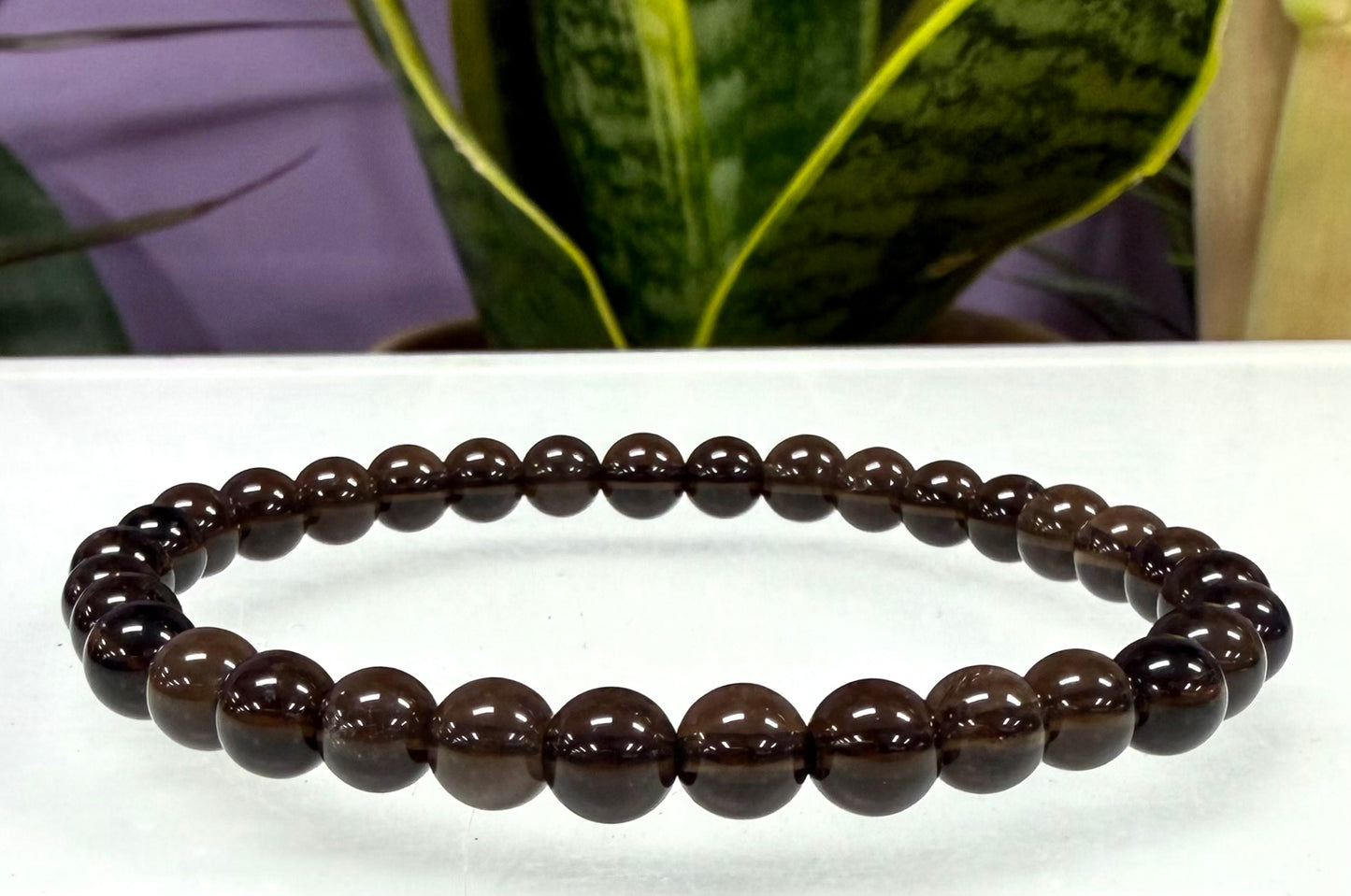 Wholesale 6 Pcs Natural Smoky Quartz 6mm 7.5” Crystal Healing Stretch Bracelet