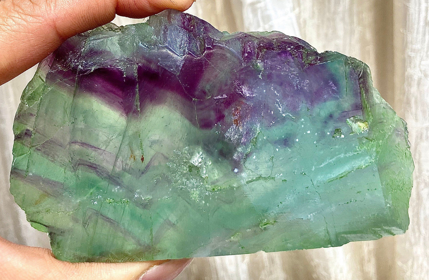 Wholesale Lot 2 Lbs Fluorite Half Polished Slab Crystal Raw Nice Quality Natural