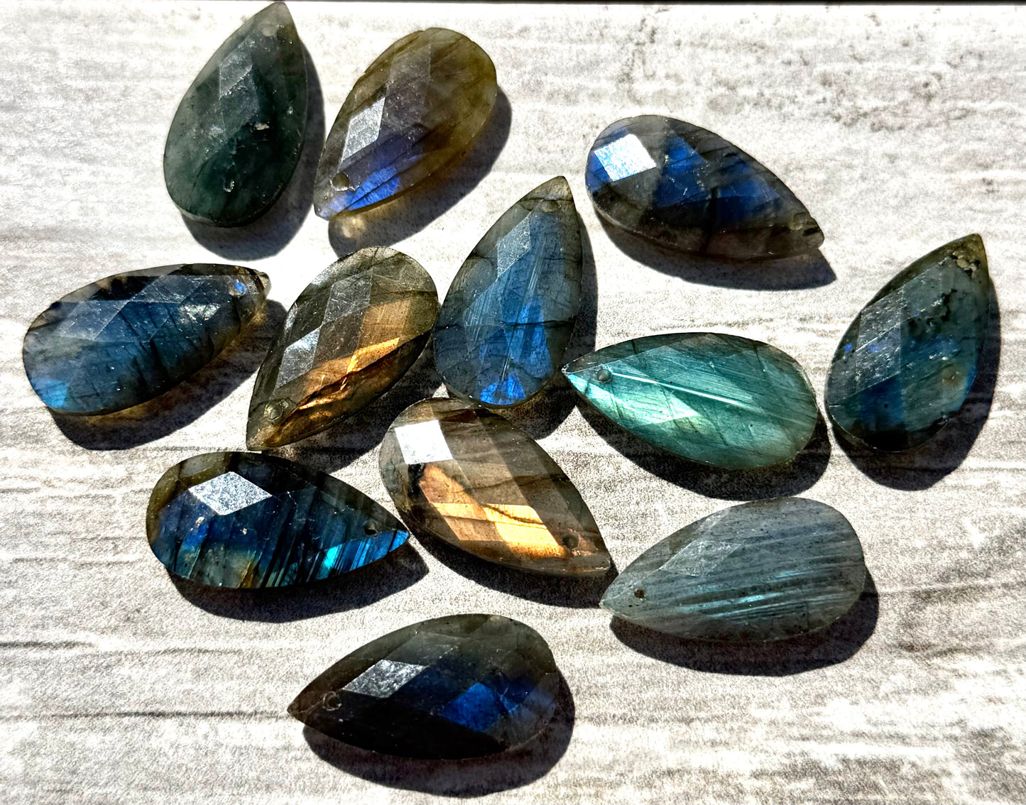 Wholesale Lot 12pcs Natural Labradorite Faceted Cabochon Crystal Healing Energy ~25mm
