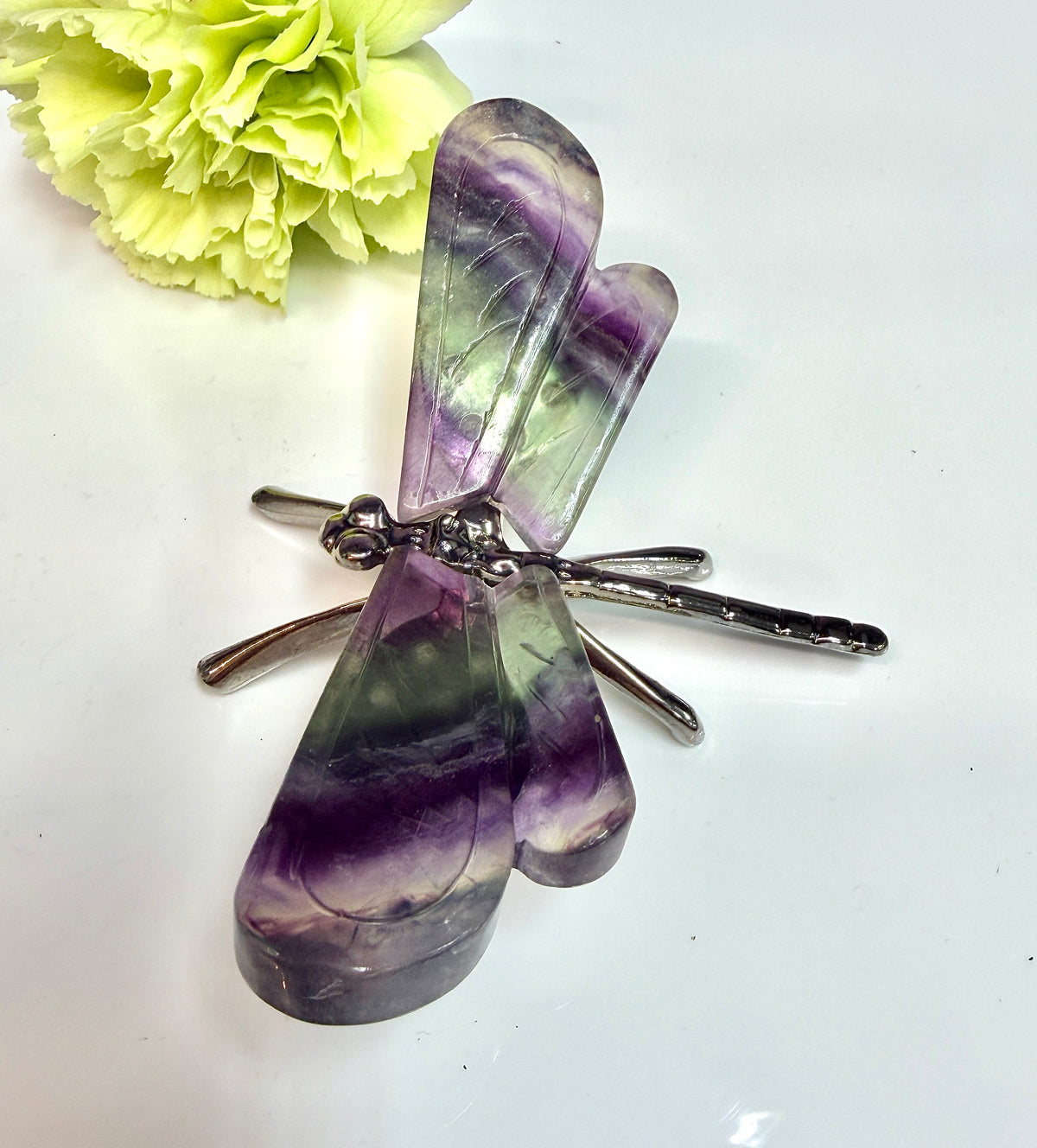 Wholesale Lot 6 PCs Natural Fluorite Crystal Butterfly w/stand Healing Energy