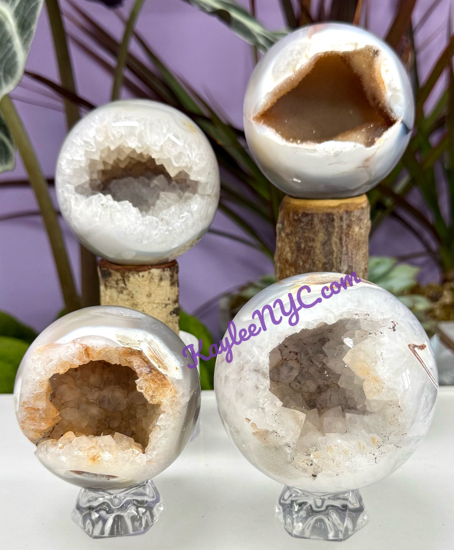 Wholesale Lot 4 pcs Natural Druzy Agate Crystal Spheres Healing