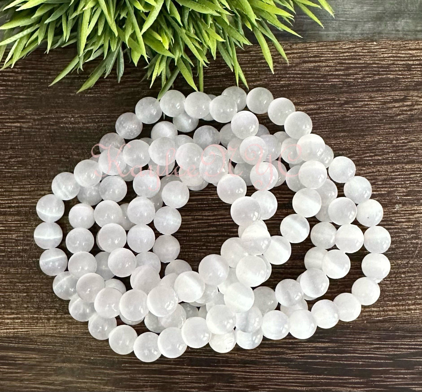 Wholesale 6 Pcs Natural Selenite 8mm 7.5” Crystal Stretch Bracelet