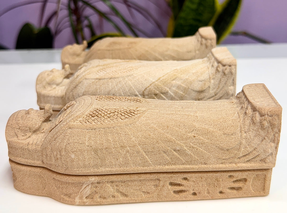 Wholesale Lot 3 Natural Matte Wood Grain Stone King Tut Mummy Healing Energy