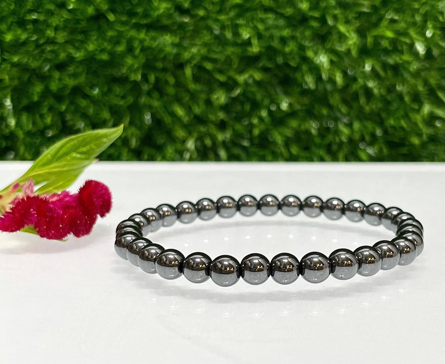 Wholesale Lot 6 Pcs Natural Hematite 6mm 7.5” Crystal Healing Stretch Bracelet