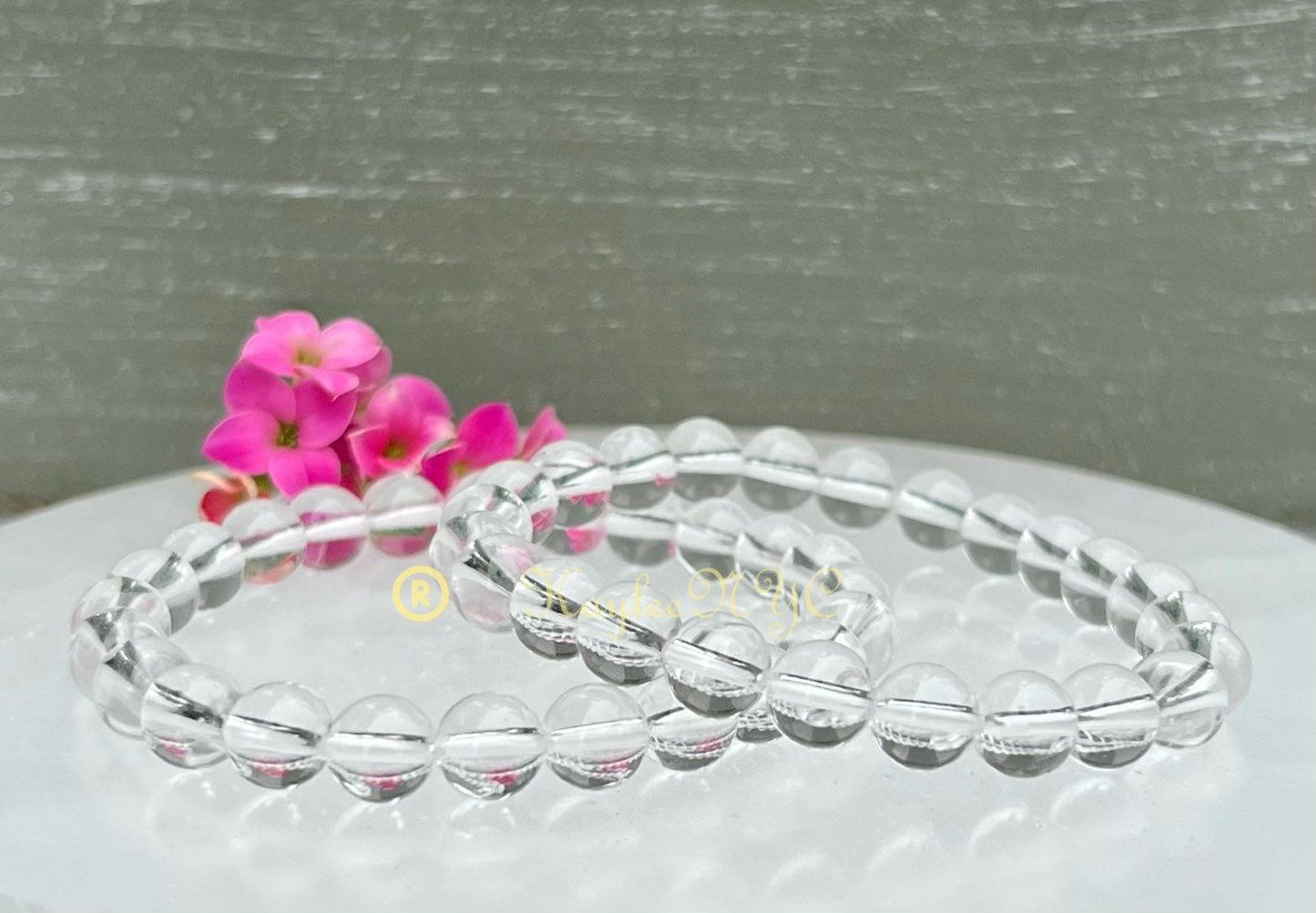 Wholesale 6 Pcs Natural Clear Quartz 8mm 7.5” Crystal Healing Stretch Bracelet