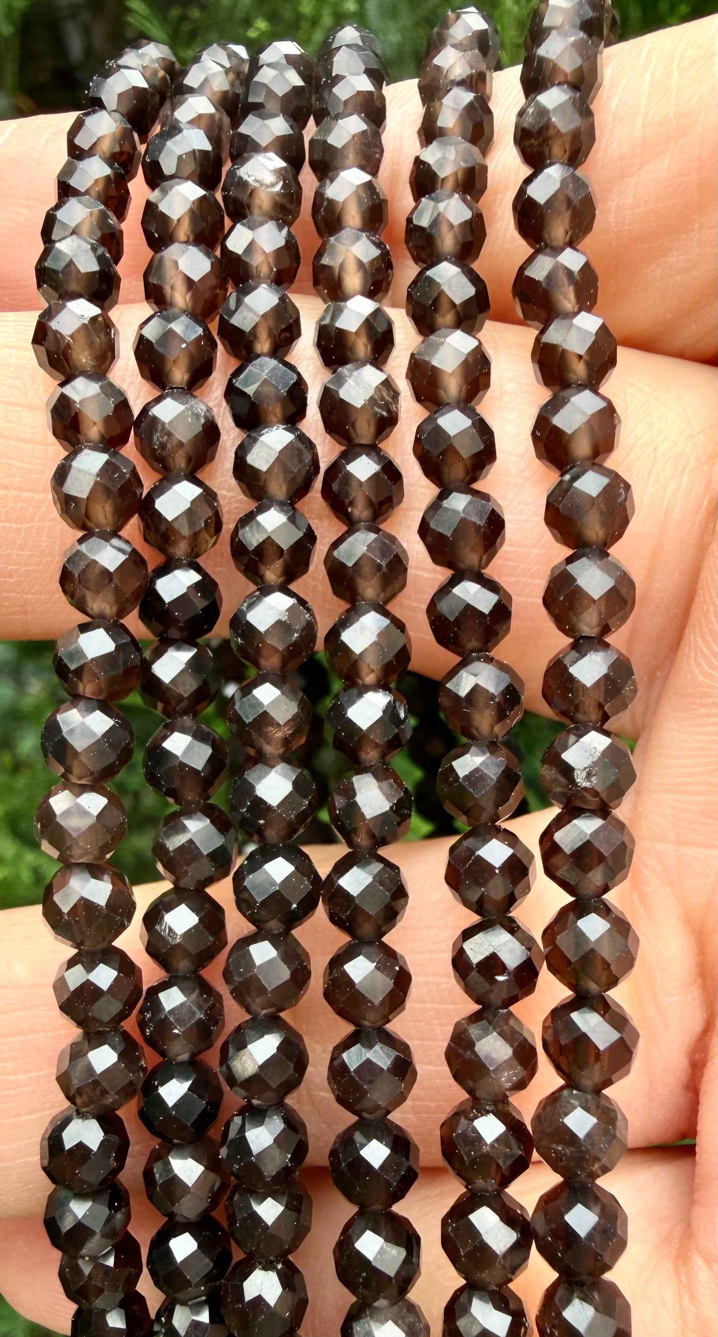 Wholesale Lot 6 Pcs Natural Faceted Smoky Quartz 4mm 7.5” Crystal Healing Stretch Bracelet