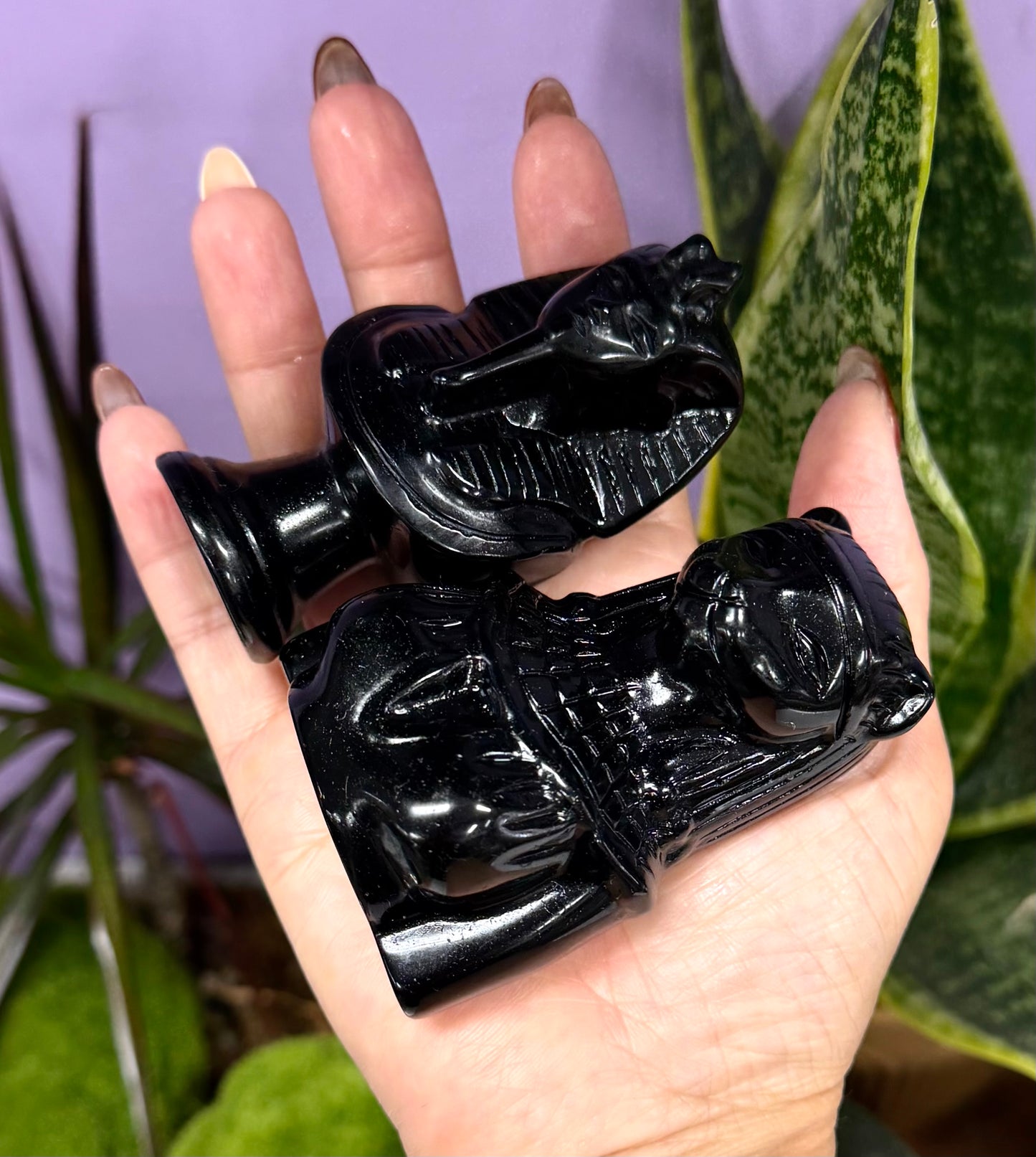 Wholesale Lot pcs 10cm Natural Black Obsidian Egyptian Carving Crystals Healing Energy