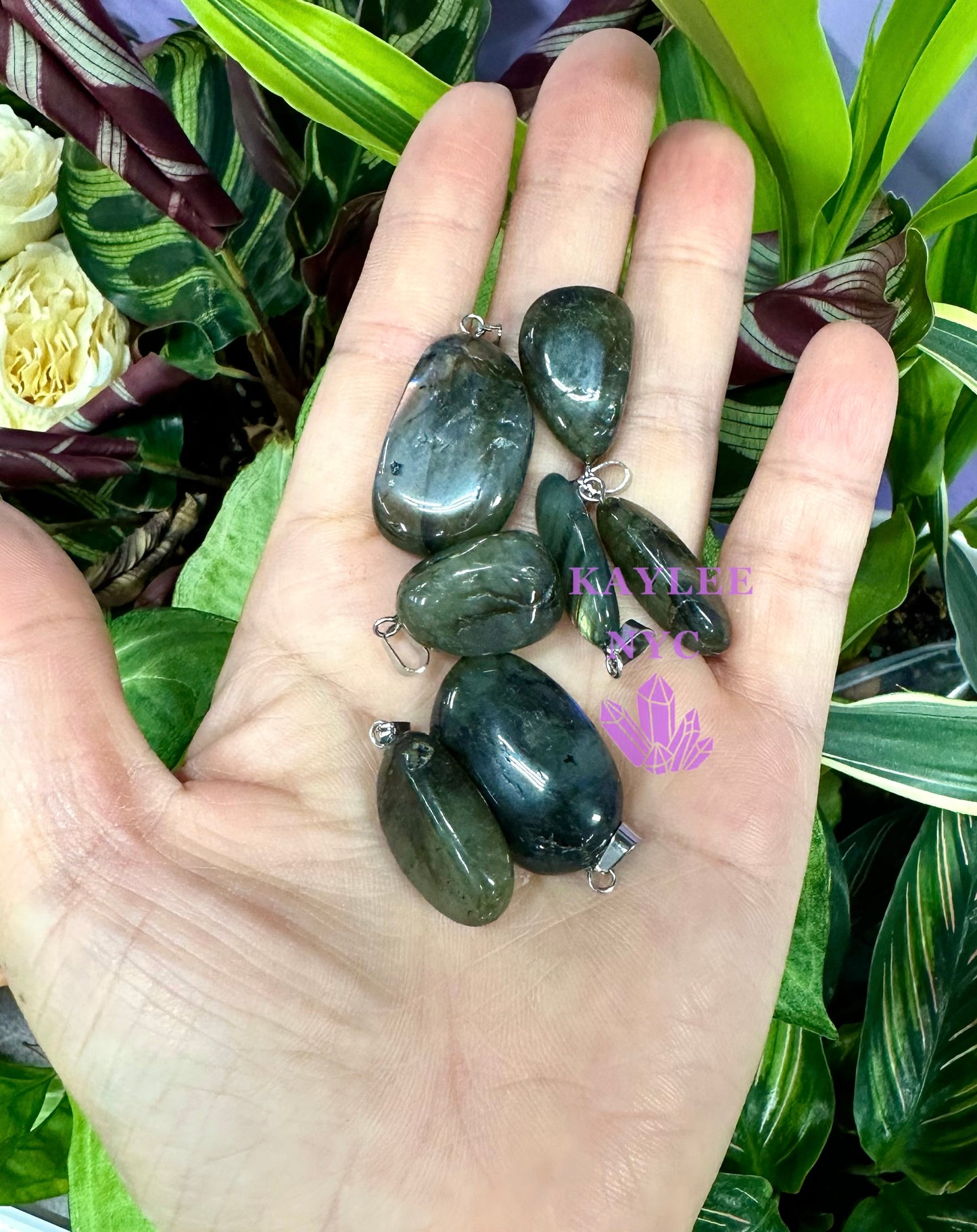 36 PCs Natural Labradorite Crystal Pendant