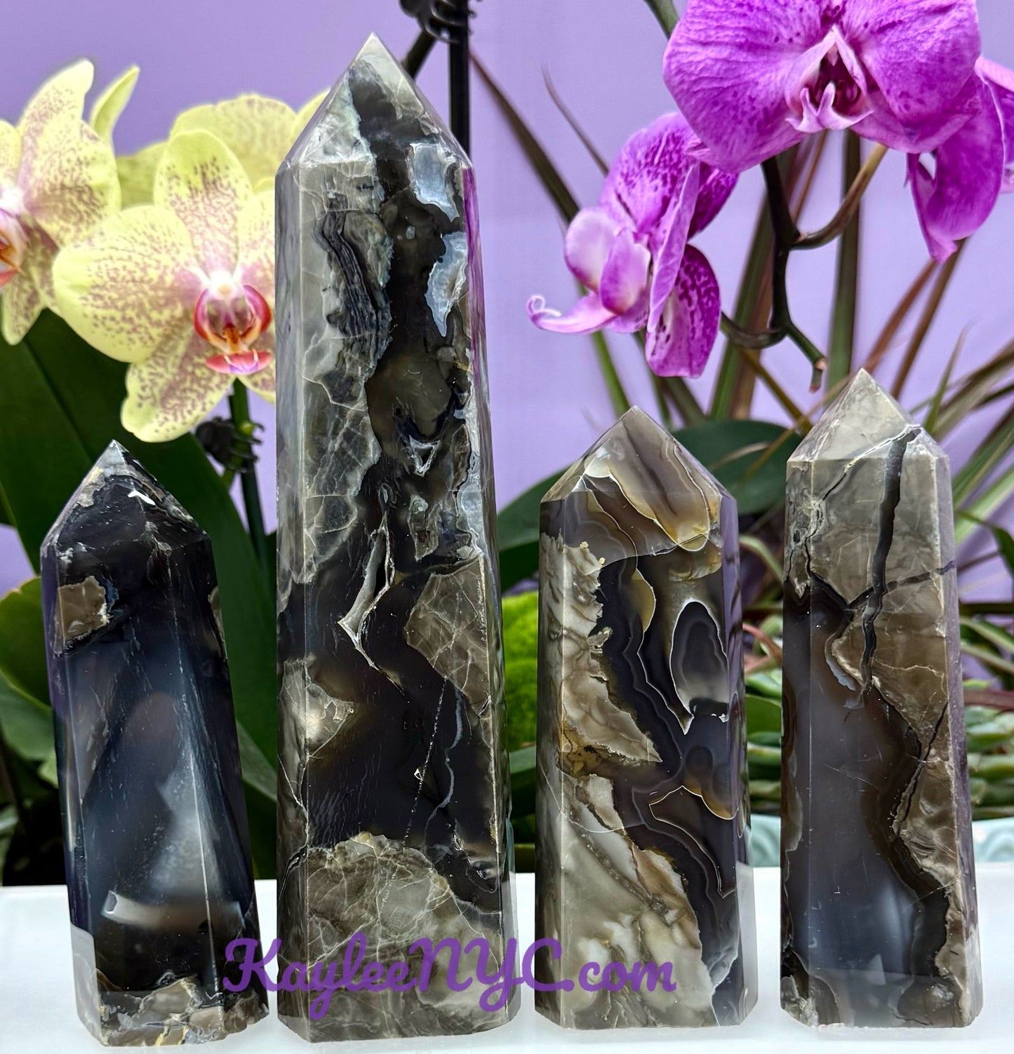 Wholesale Lot 3-4pcs large Natural Volcano Agate Obelisk Tower Point Crystal Healing