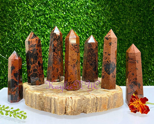 Wholesale Lot 1 Lb Natural Mahogany Obsidian Obelisk Tower Point Crystal Natural Energy