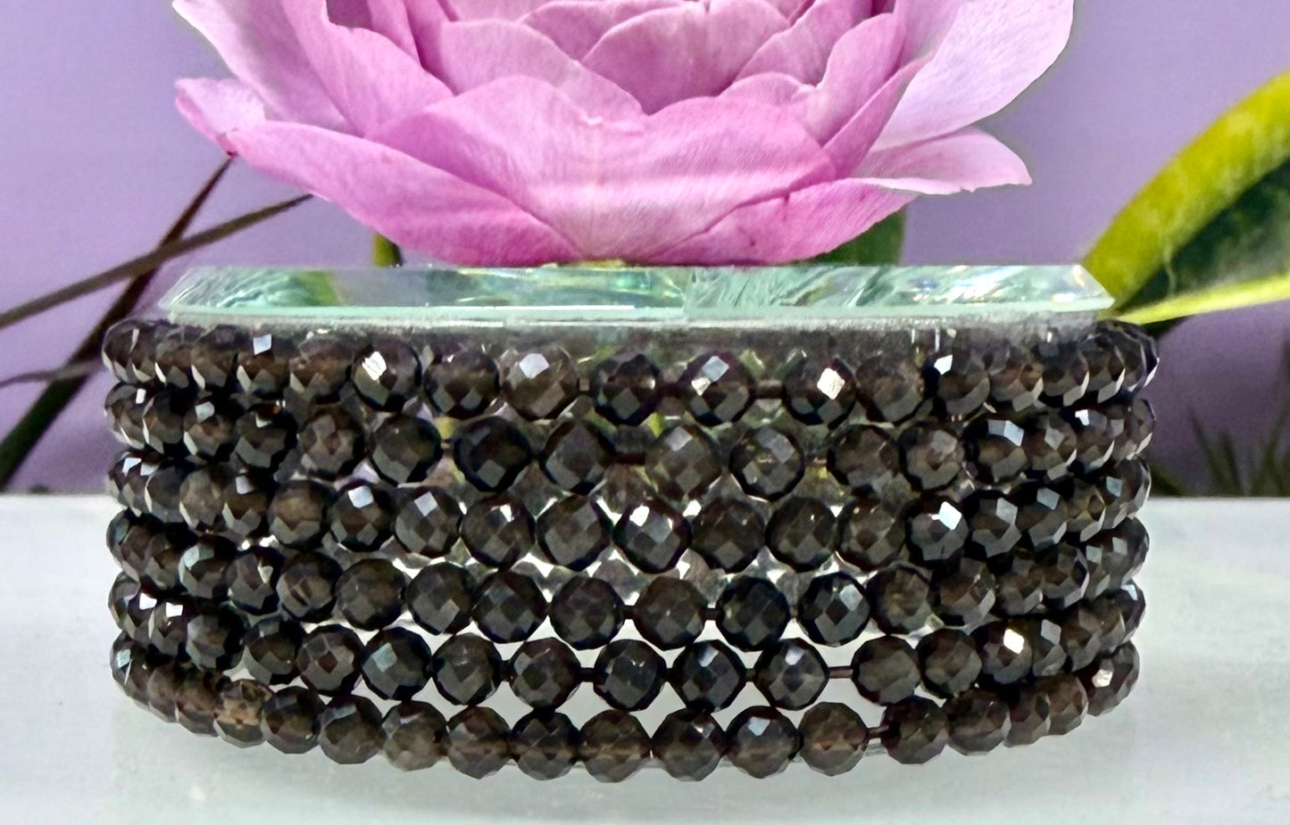 Wholesale Lot 6 Pcs Natural Faceted Smoky Quartz 4mm 7.5” Crystal Healing Stretch Bracelet