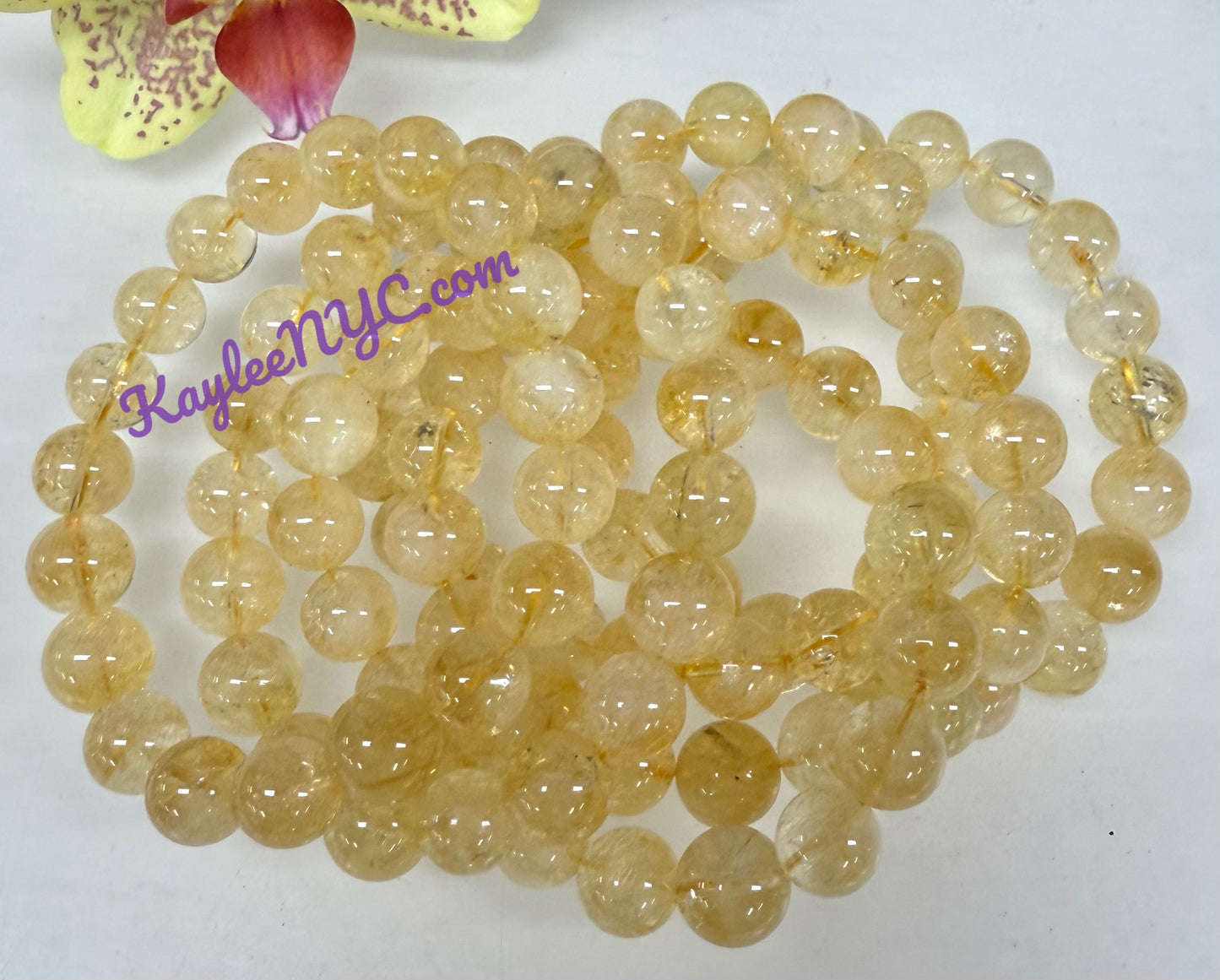 Wholesale Lot 6 Pcs Citrine 10mm 7.5” Crystal Healing Stretch Bracelet