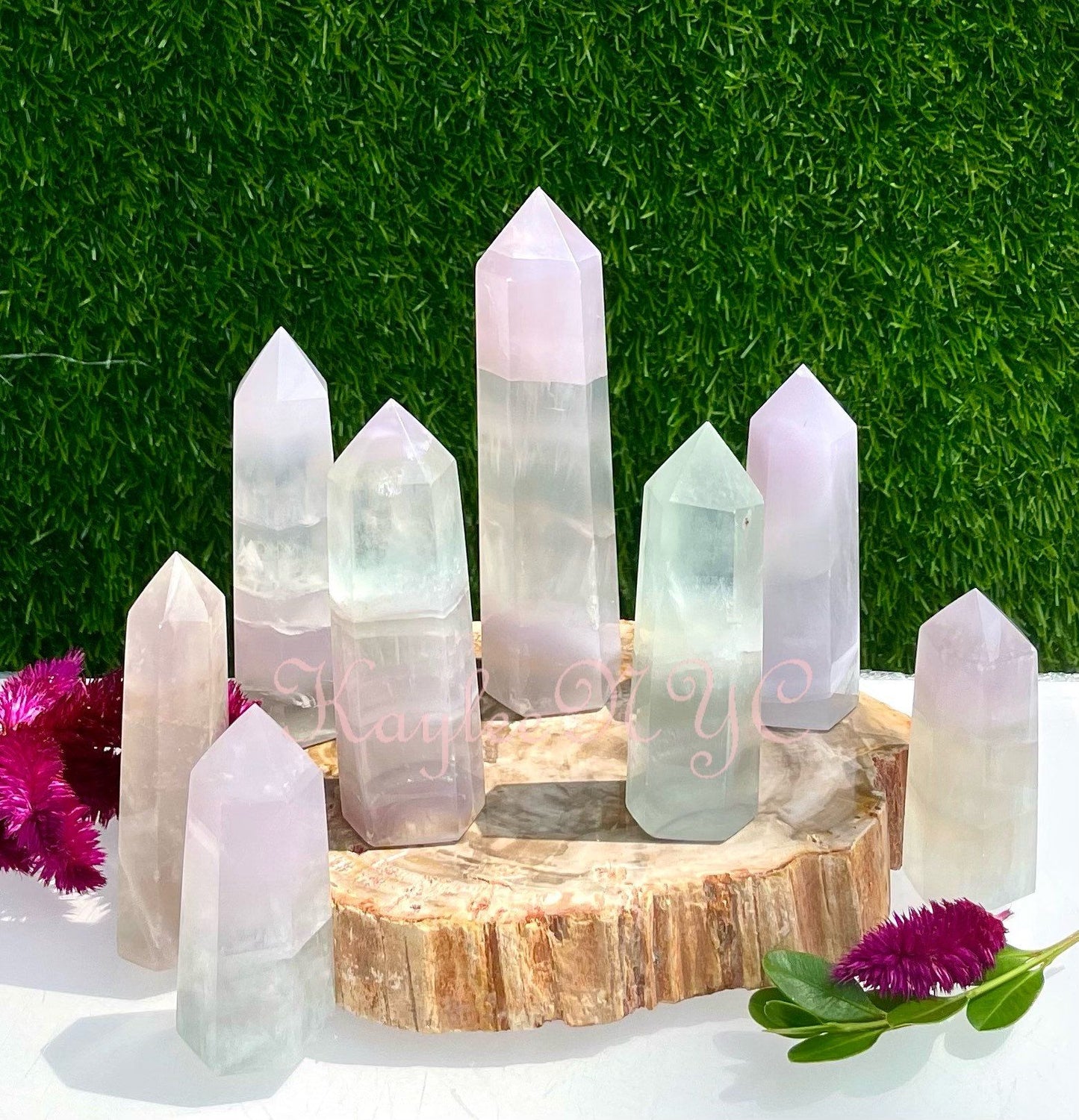 Wholesale Lot 2 lbs Natural Yttrium Fluorite Obelisk Tower Point Crystal Healing