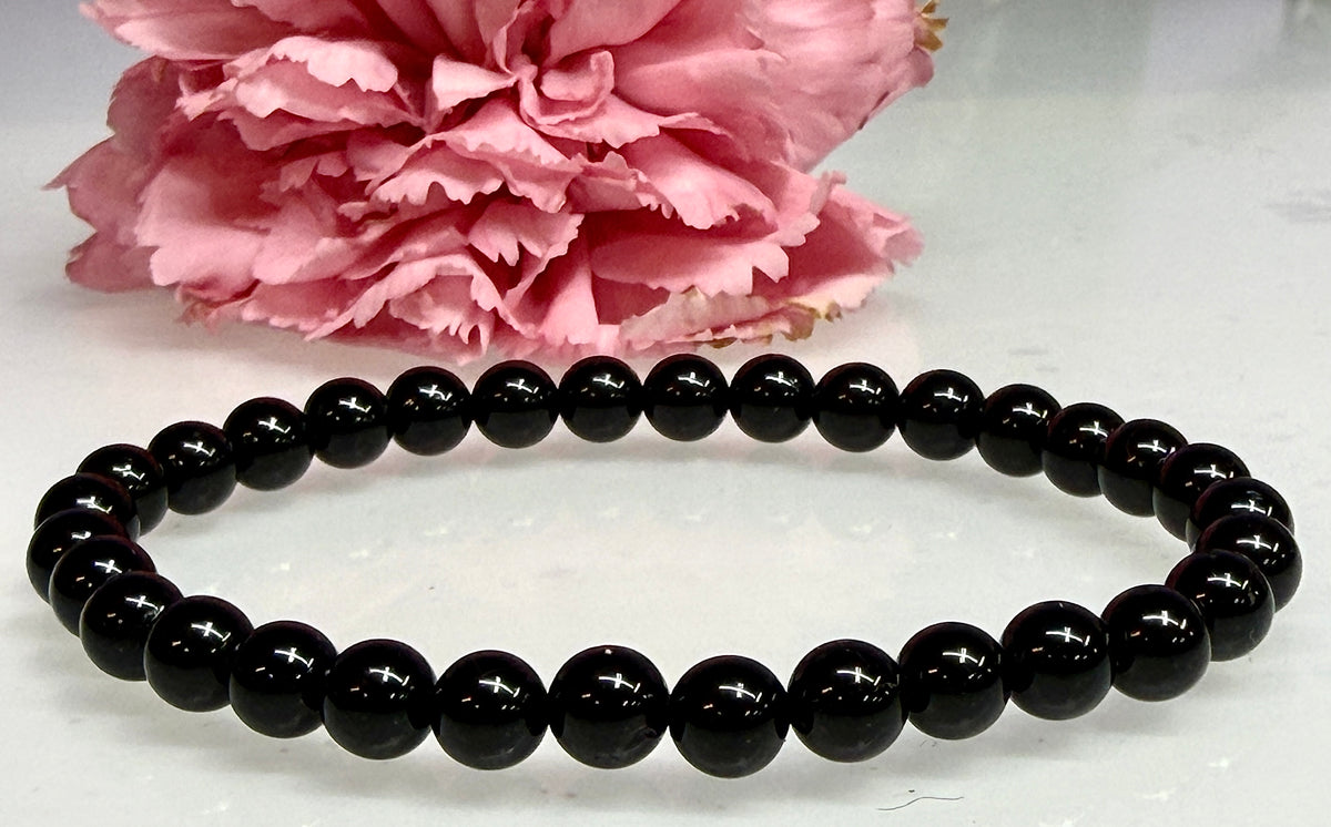 Wholesale Lot 6 Pcs Black Onyx 6mm 7.5” Crystal Healing Stretch Bracelet