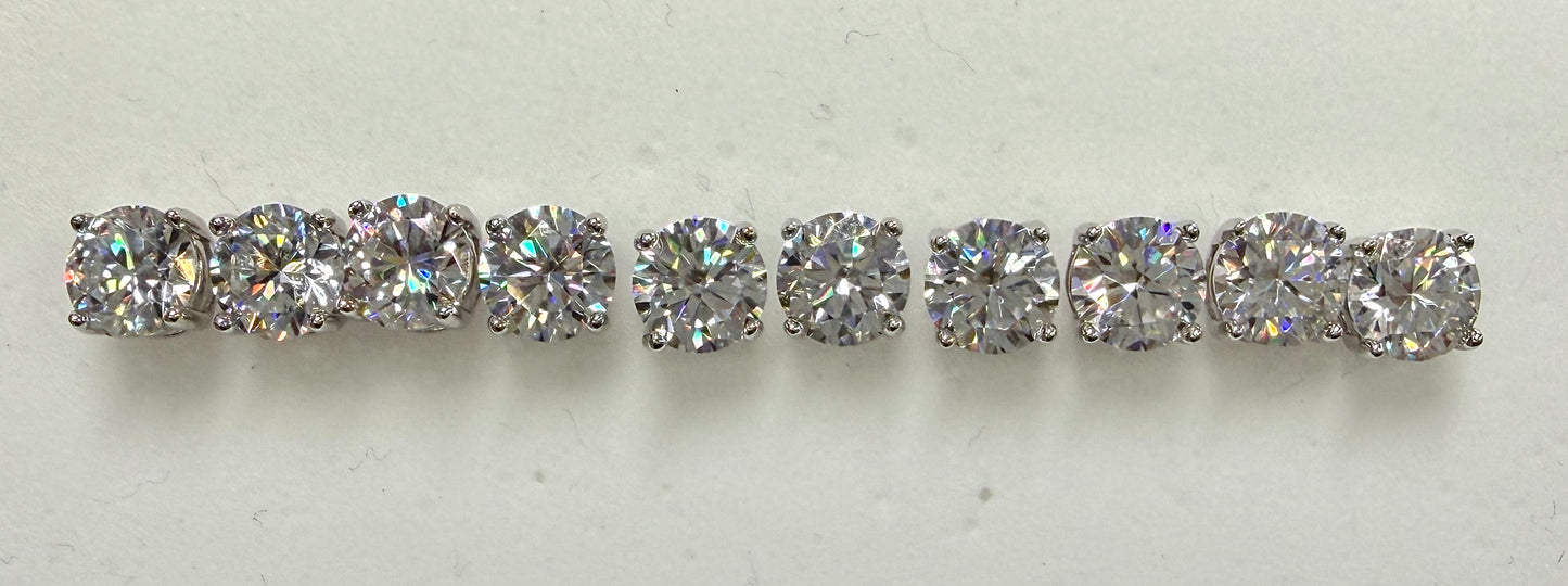 Wholesale Lot 5 Pairs Natural Moissanite Sterling Silver(925) Earring Studs 6.5mm