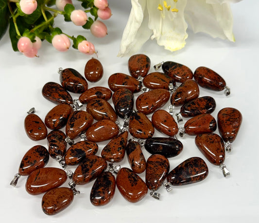 36 PCs Natural Mahogany Obsidian Crystal Pendant