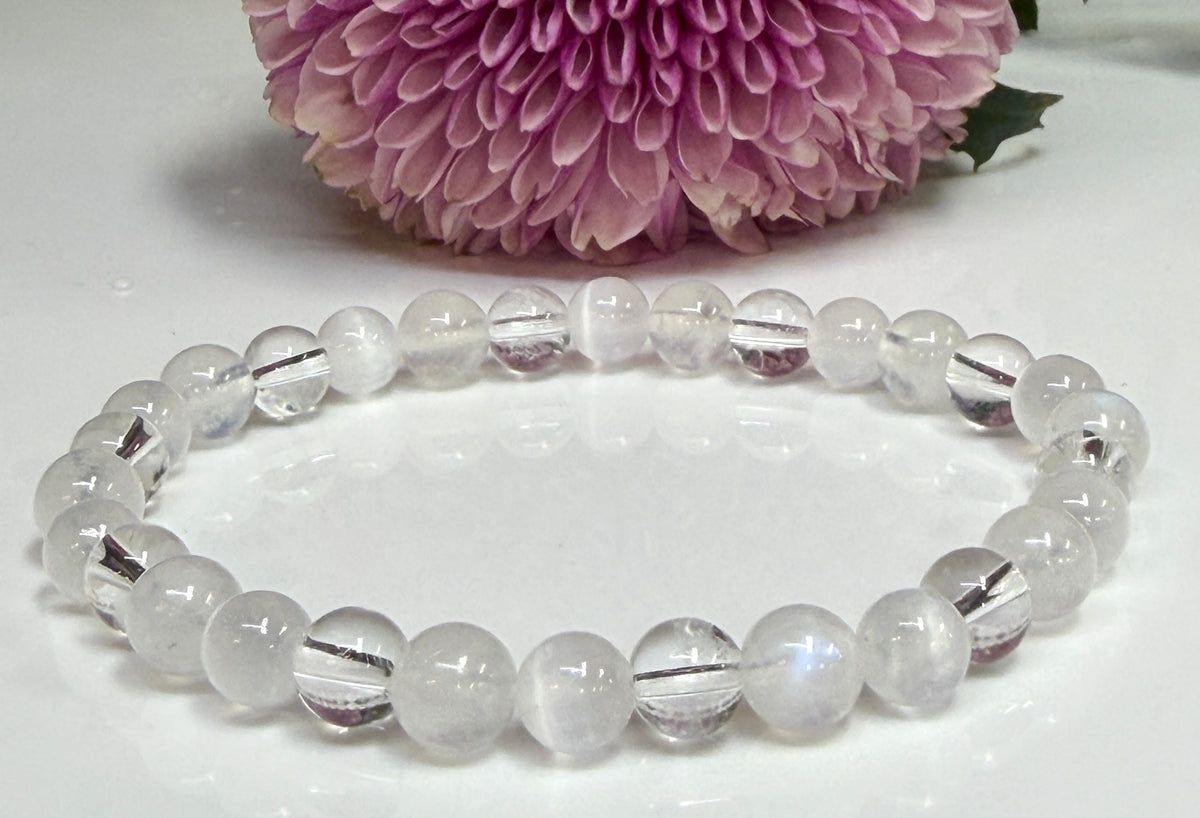 Wholesale Lot 6 Pcs Mixed Natural White Crystals 6mm7.5” Crystal Healing Stretch Bracelet