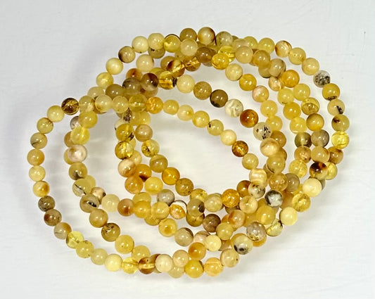 Wholesale 6 PCs 5-6mm Natural Amber Crystal Stretch Bracelet 7.5"