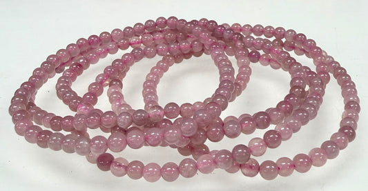 Wholesale 6 Pcs Natural Purple Rose Quartz 4mm 7.5” Crystal Healing Stretch Bracelet