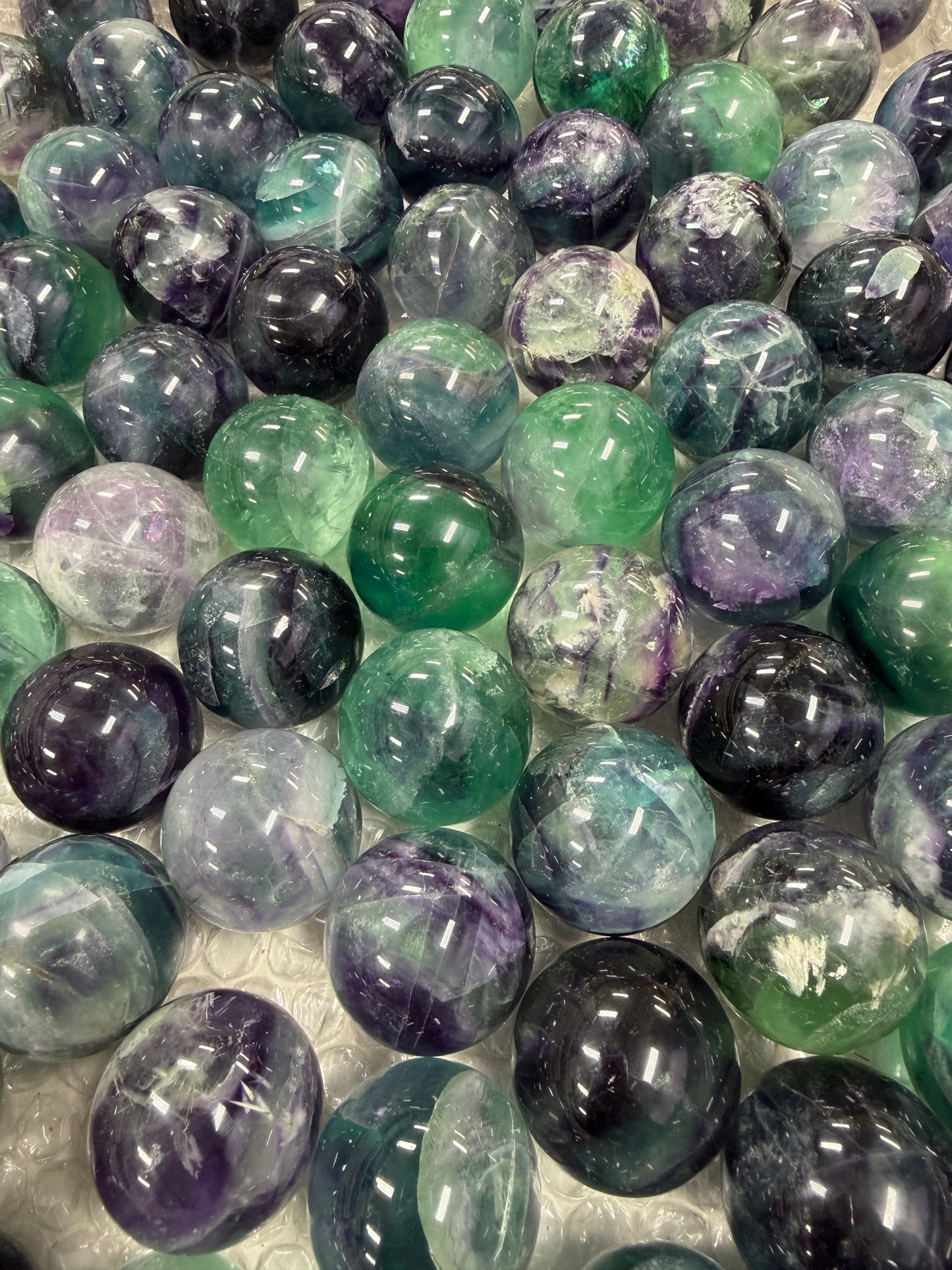 Wholesale Lot 12 Pcs Natural Fluorite Sphere Ball 35mm Crystal Healing Energy
