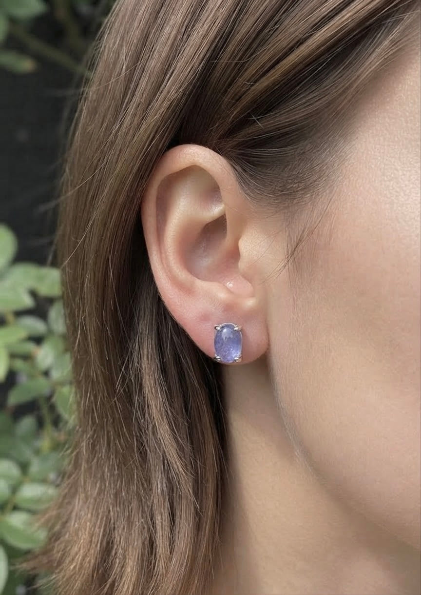 Wholesale Lot 5 Pairs Natural Tanzanite Earring Studs 5x7mm