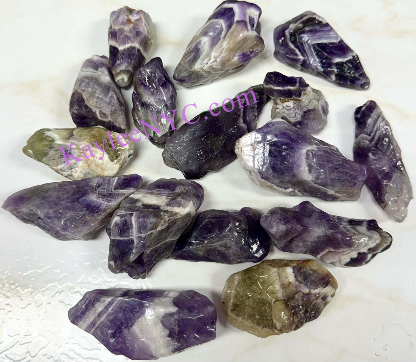 2 lbs Natural Chevron Amethyst Tumble Crystals Healing Energy