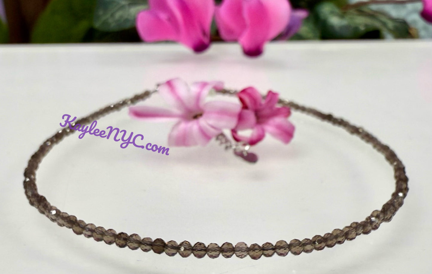 6 PCs 2mm Natural Smoky Quartz Anklets Crystal Healing Energy