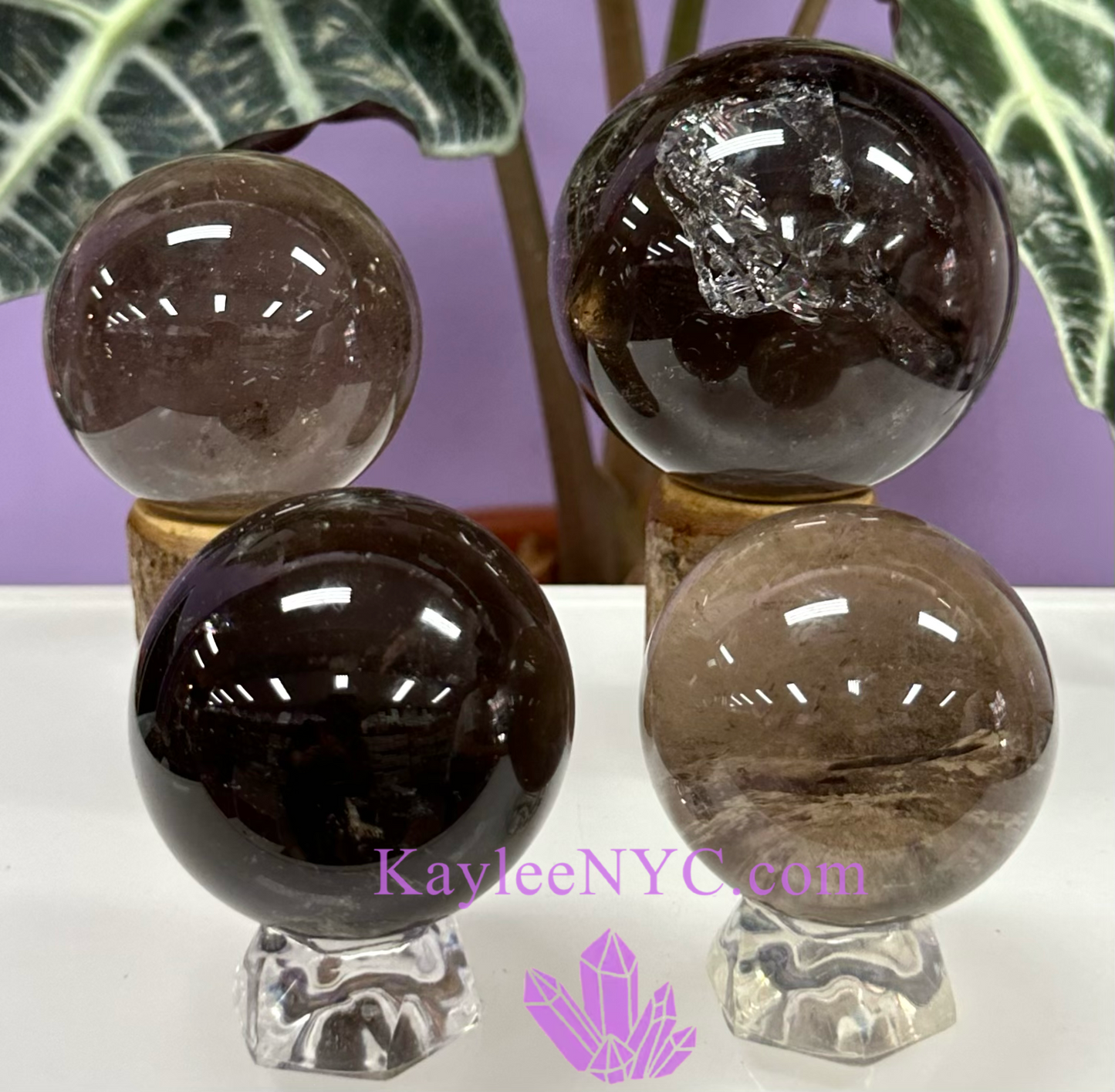 3-4 PCs Natural Smoky Quartz Sphere Crystals Healing Energy