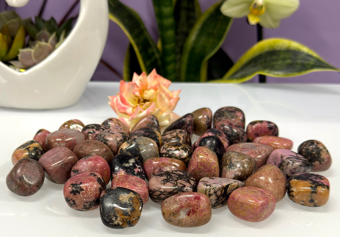 Wholesale Lot 2 Lbs Natural Rhodonite Tumble Healing Energy