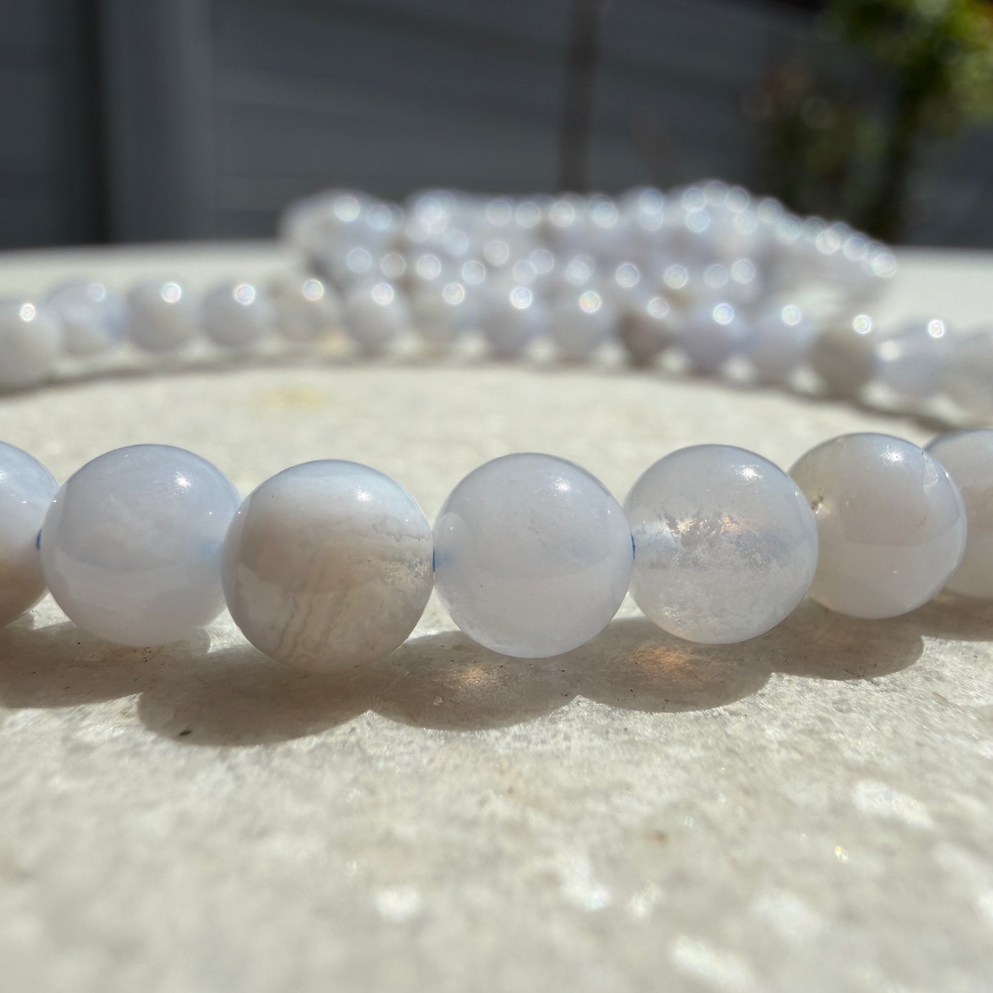 Wholesale 6 Pcs 5mm Blue Lace Agate Natural Crystal Healing Stretch Bracelet 7.5”