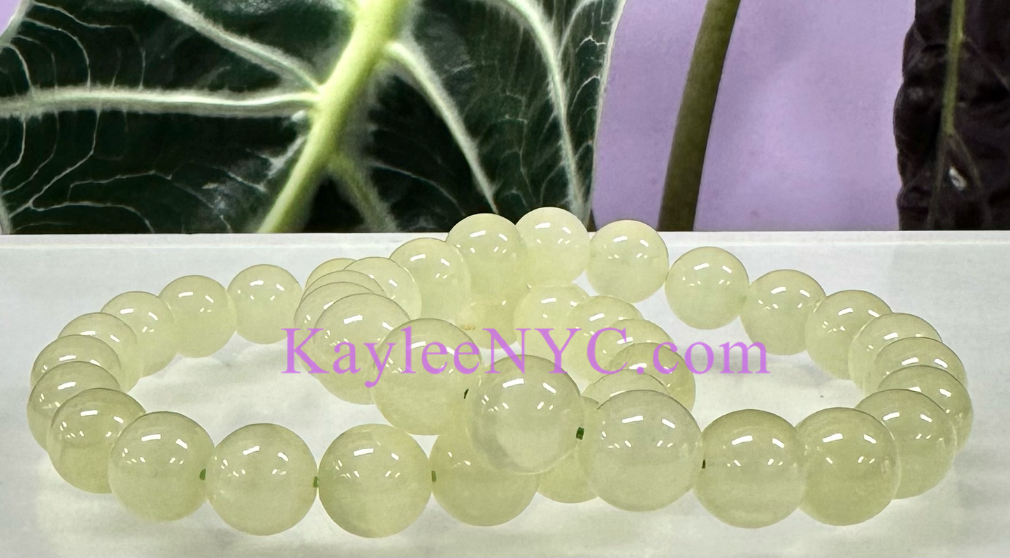 6 PCs 10mm Natural Green Onyx Stretch Bracelet 8”