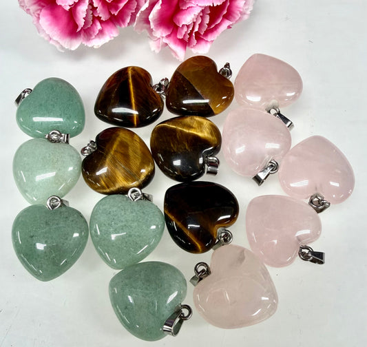 Wholesale Lot 15 Pcs Natural Crystal 2 cm Heart Pendant Healing Energy
