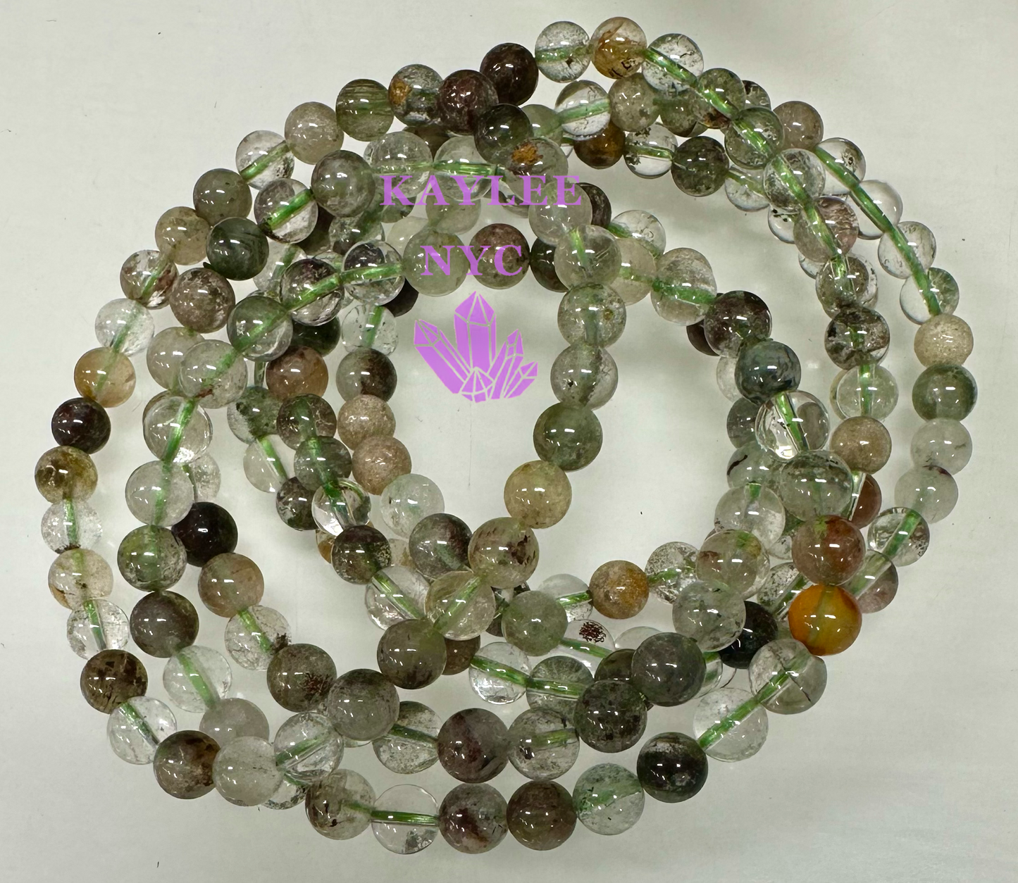 6pcs 6mm Natural Garden Quartz Stretch Bracelet 7.5”