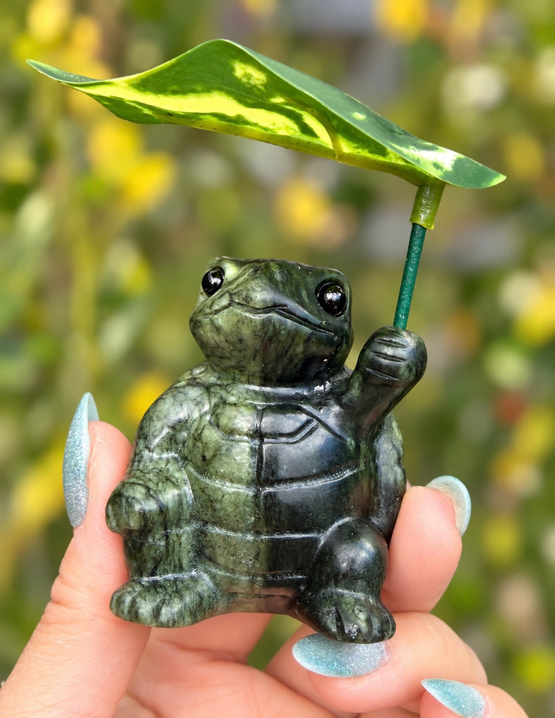 6 PCs Natural Nephrite Jade Turtle with Leaf healing energy