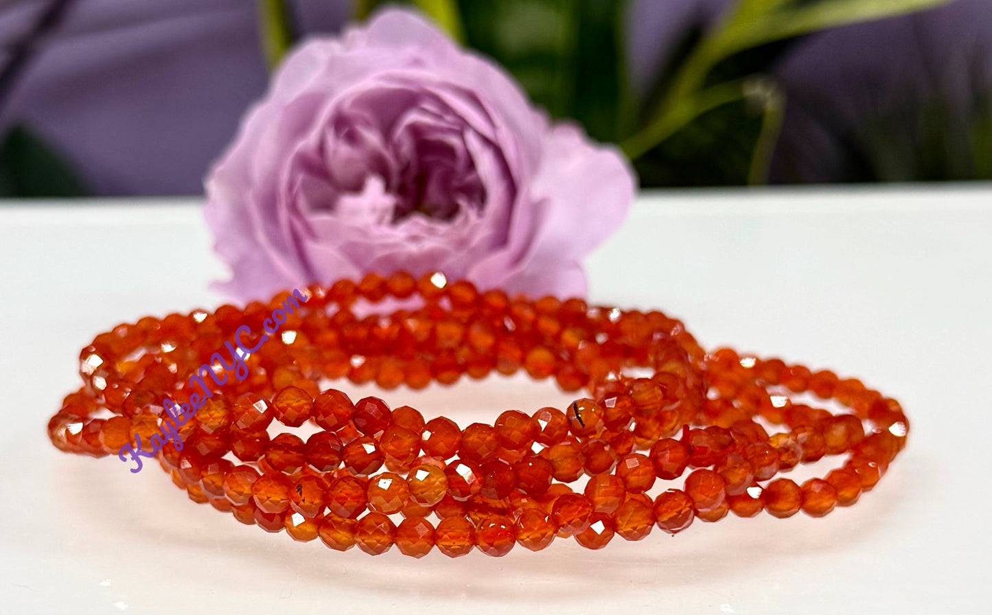 Wholesale Lot 6 Pcs Natural Faceted Carnelian 4mm 7.5” Crystal Healing Stretch Bracelet
