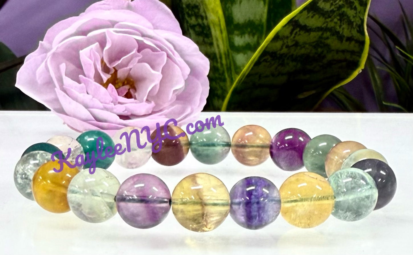 Wholesale 6 Pcs Natural Fluorite 10.5-11mm 8” Crystal Healing Stretch Bracelet