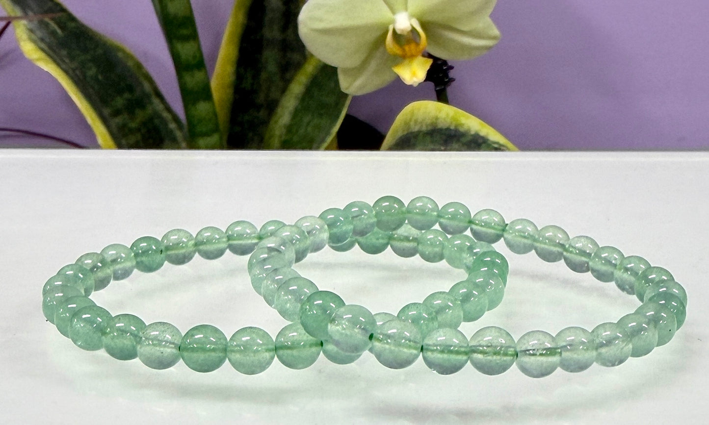 Wholesale 6 Pcs Natural Green Strawberry Quartz 6mm 7.5” Crystal Healing Stretch Bracelet
