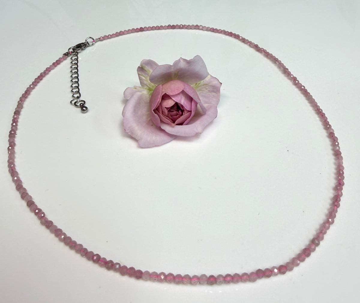 6 PCs 2mm Natural Dark Rose Quartz Necklaces