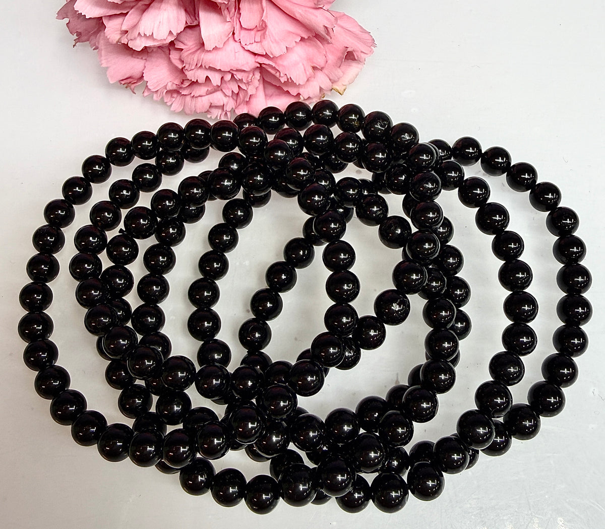 Wholesale Lot 6 Pcs Black Onyx 6mm 7.5” Crystal Healing Stretch Bracelet