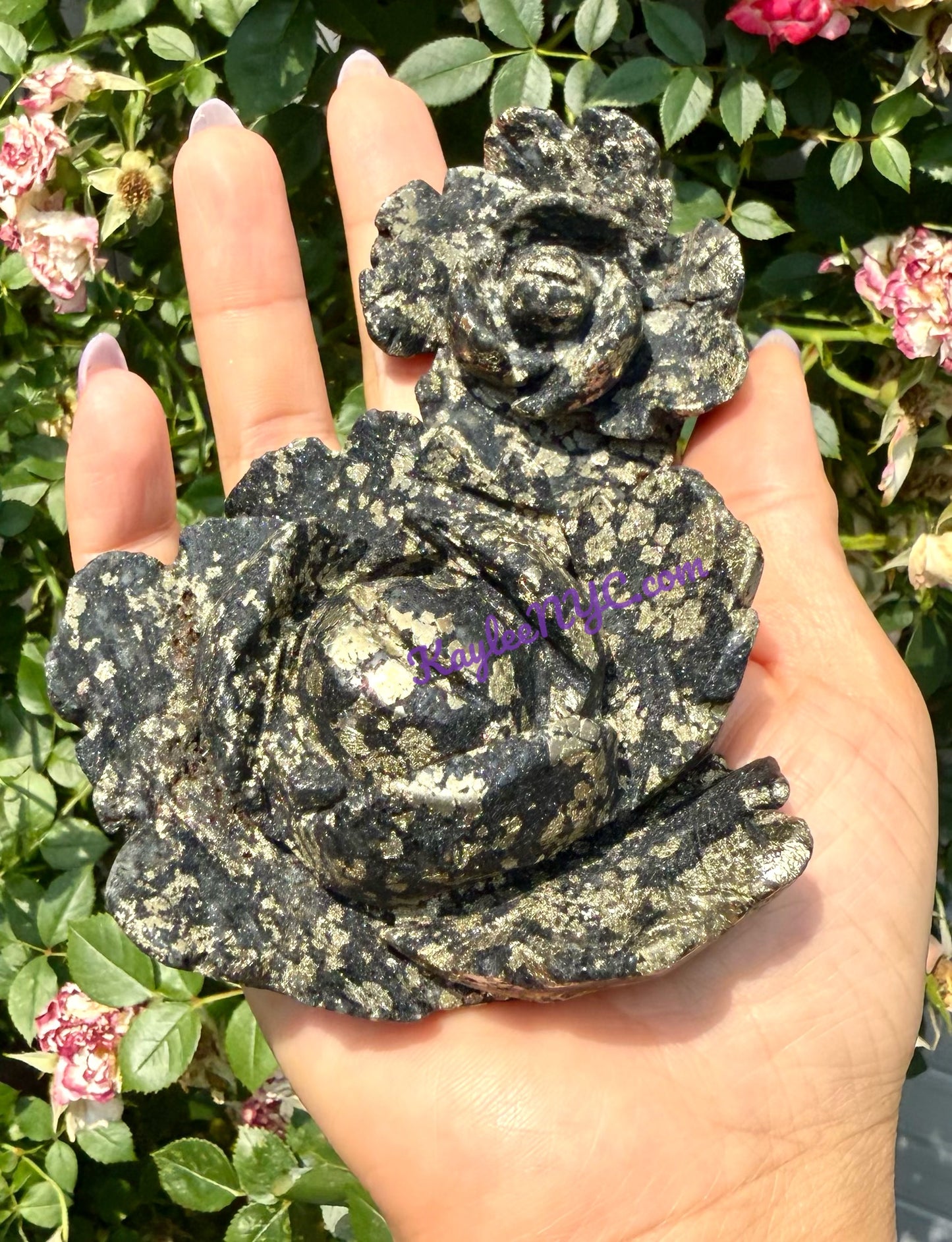 4-5 PCs Natural Black Pyrite Flowers Carving Crystals Healing Energy