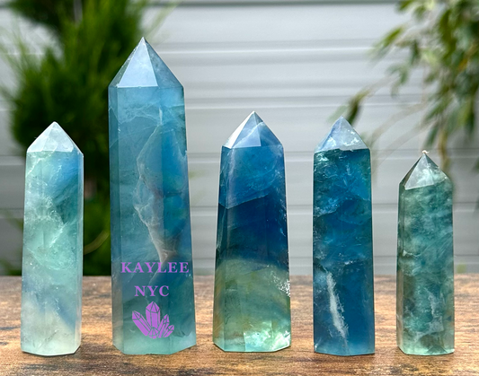 Wholesale Lot 1 Lb Blue Fluorite Obelisk Tower Point Natural Crystal Energy