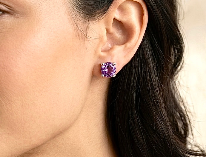 Wholesale Lot 5 Pairs Natural Amethyst Earring Stud