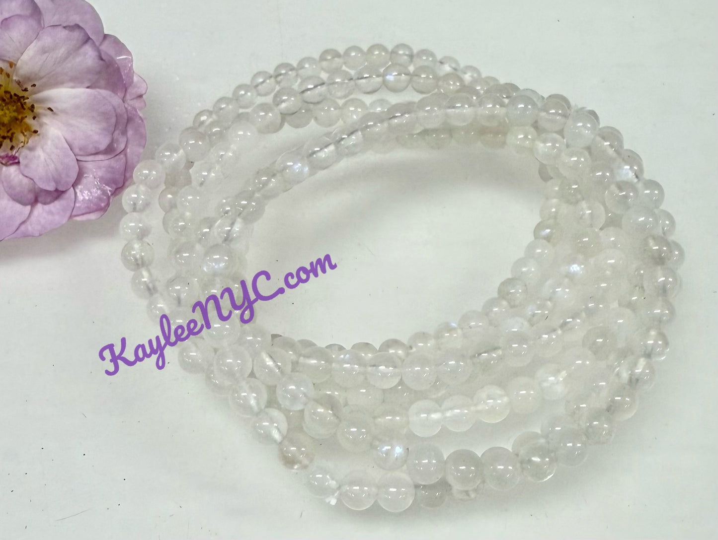 Wholesale Lot 6 Pcs Natural Moonstone 4mm 7.5” Crystal Healing Stretch Bracelet