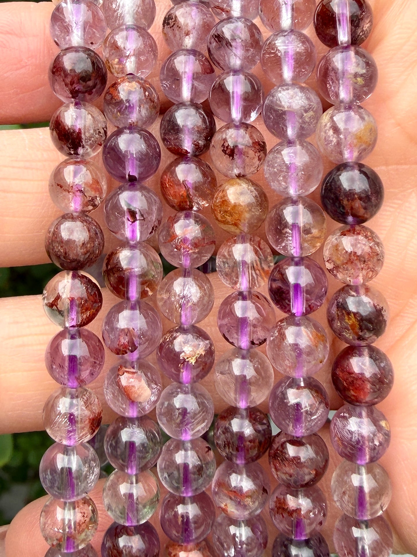 Wholesale 6 Pcs Natural Super Seven 6mm 7.5” Crystal Healing Stretch Bracelet