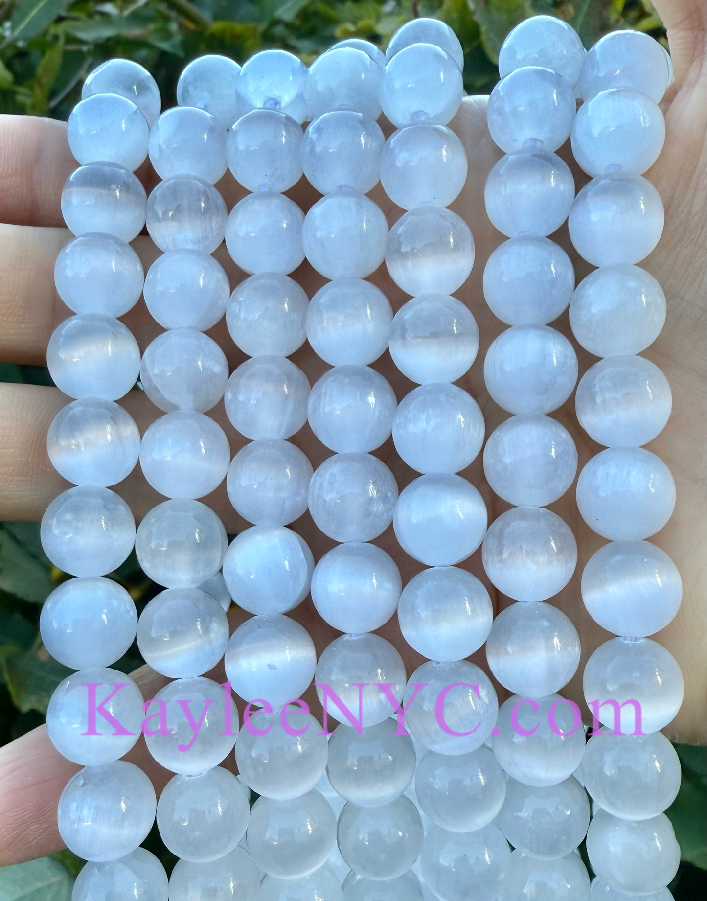 3 strands 10mm Natural Selenite aka Satin Spar Beads