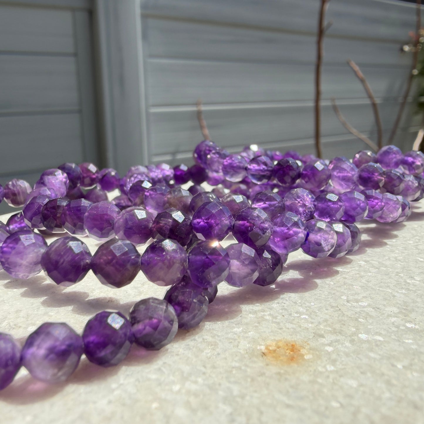 Wholesale 6pcs 6mm Faceted Amethyst Natural Crystal Healing Stretch Bracelet 7.5"