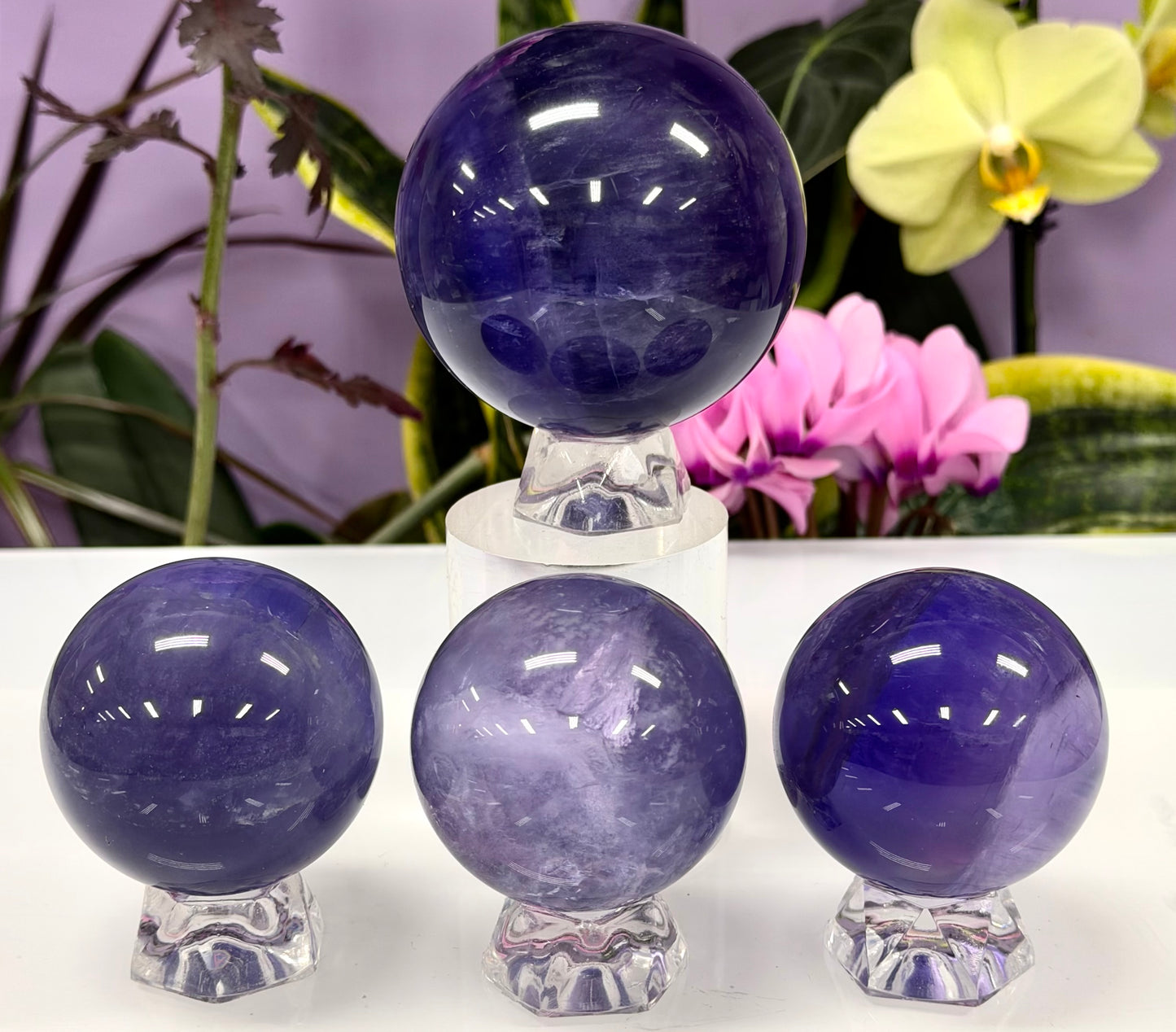 Wholesale Lot 4-5 pcs Natural Fluorite Fluorite with Mica Spheres Crystal Ball Energy Healing