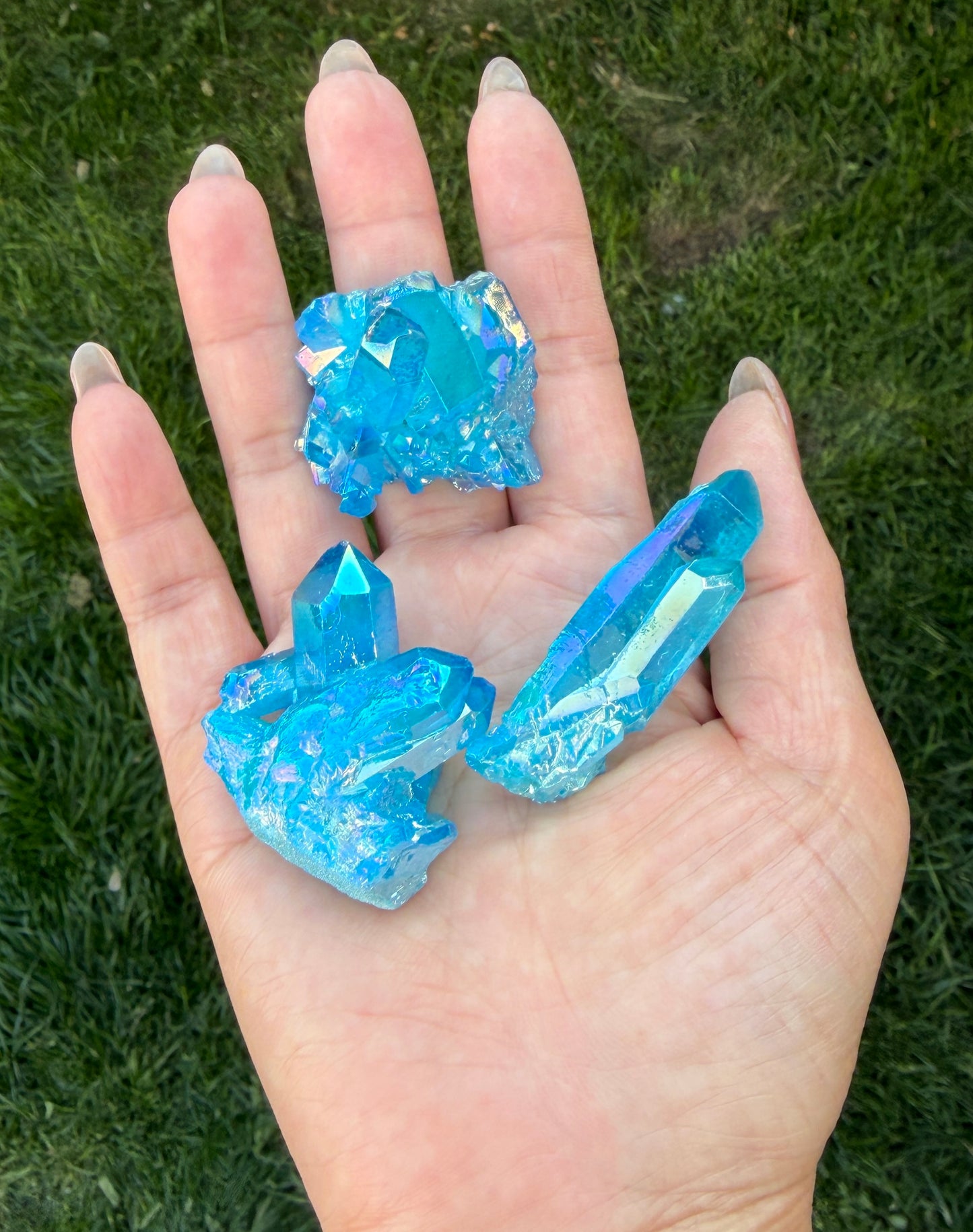 Wholesale 2 lbs Aqua Aura Quartz Cluster Natural Crystal