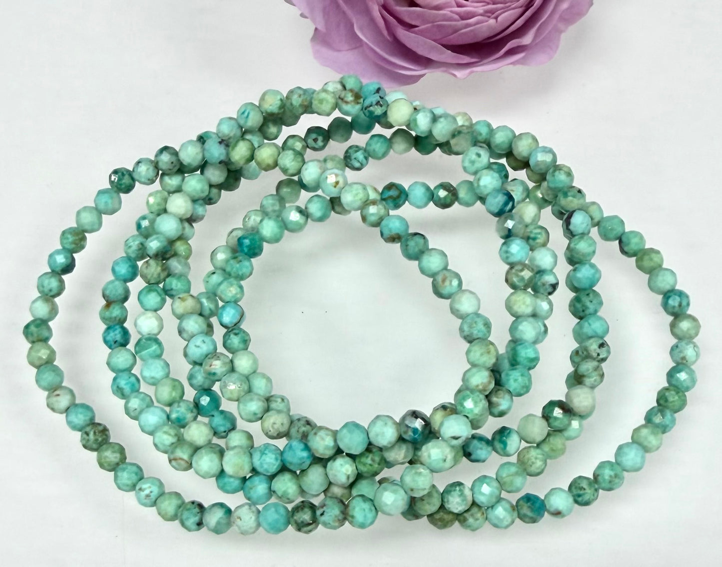 Wholesale Lot 6 Pcs Natural Faceted Turquoise 4mm 7.5” Crystal Healing Stretch Bracelet