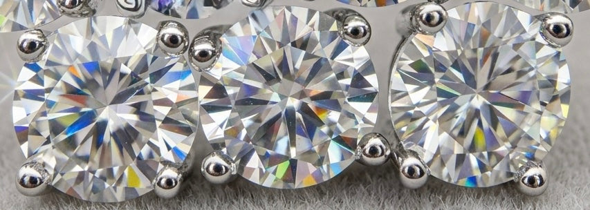 Wholesale Lot 5 Pairs Natural Moissanite Sterling Silver(925) Earring Studs 7.5mm